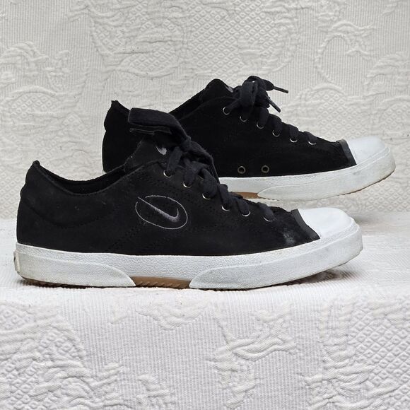 90s Vintage Nike Court Biscuit Suede Low Top Sneakers Black Women 7 Casual Skate - Picture 4 of 9